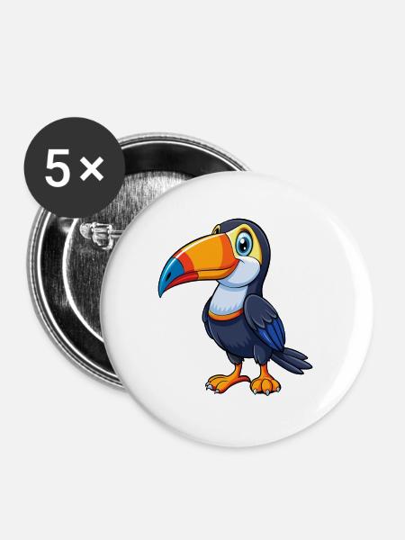 Tukan - Buttons groß 56 mm (5er Pack) - Weiß