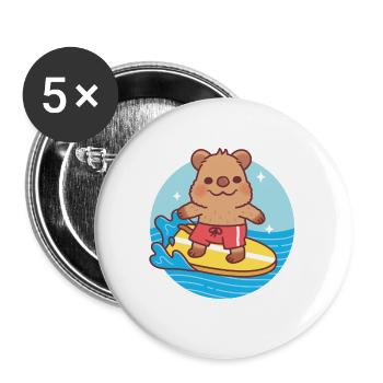 Cute Quokka The Waves Beach And Summer - Buttons large 2.2''/56 mm (5-pack) - white - Front