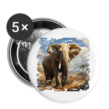Afrikanischer Elefant im Sonnenlicht - Buttons groß 56 mm (5er Pack) - Weiß - Vorne