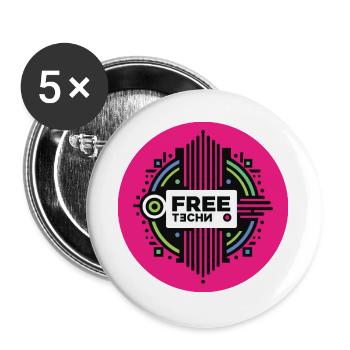 FREE TECHNO #2 - let's talk - Buttons large 2.2''/56 mm (5-pack) - white - Front
