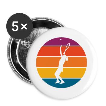 tennis - Lot de 5 grands badges (56 mm) - blanc - Devant