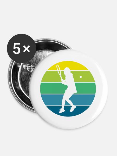 Tennis - Buttons groß 56 mm (5er Pack) - Weiß