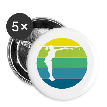 tennis - Lot de 5 grands badges (56 mm) - blanc - Devant