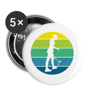 tennis - Lot de 5 grands badges (56 mm) - blanc - Devant
