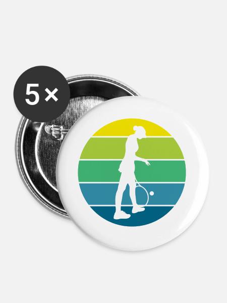 Tennis - Buttons groß 56 mm (5er Pack) - Weiß