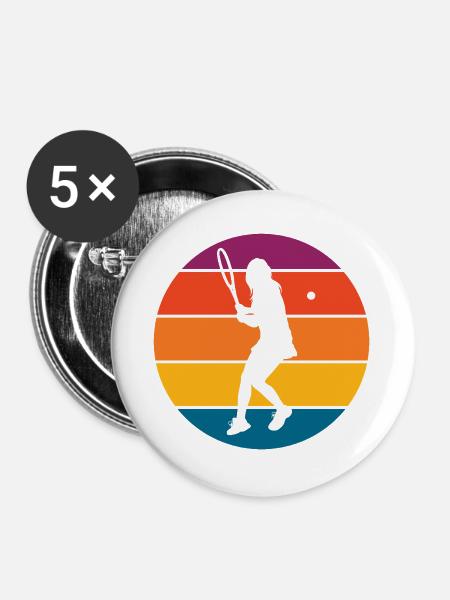Tennis - Buttons groß 56 mm (5er Pack) - Weiß
