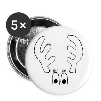 Orignal aux grands yeux - Lot de 5 grands badges (56 mm) - blanc - Devant