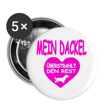 Dackel - Buttons groß 56 mm (5er Pack) - Weiß - Vorne