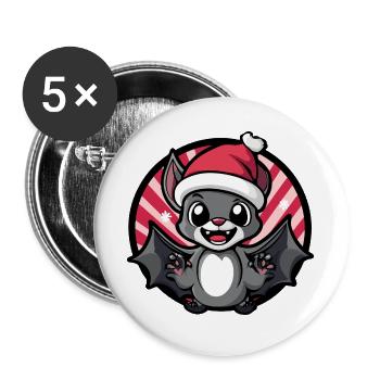 Kawaii Weihnachtsfledermaus - Buttons groß 56 mm (5er Pack) - Weiß - Vorne
