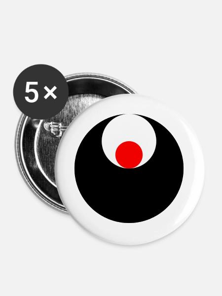 3 Kreise, schwarz, weiß und rot - Buttons groß 56 mm (5er Pack) - Weiß