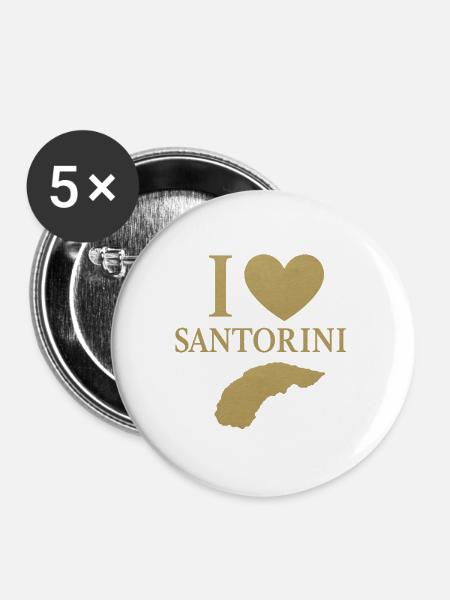 Ich liebe Santorini Gold - Buttons groß 56 mm (5er Pack) - Weiß