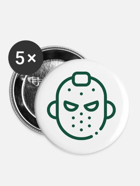 Maskikon Eishockey - Buttons groß 56 mm (5er Pack) - Weiß