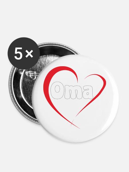 Oma Herzliebe - Buttons groß 56 mm (5er Pack) - Weiß