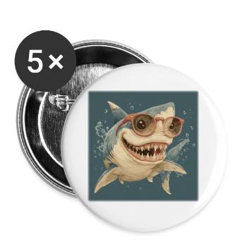 Coolest shark with sunglasses – holiday vibes! - Buttons large 2.2''/56 mm (5-pack) - white - Front