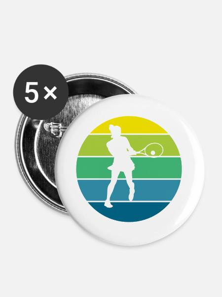 Tennis - Buttons groß 56 mm (5er Pack) - Weiß