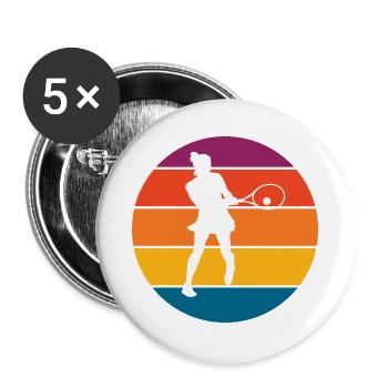 tennis - Lot de 5 grands badges (56 mm) - blanc - Devant