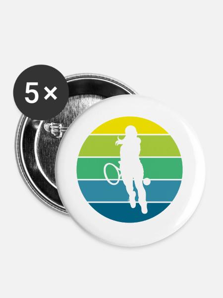 Tennis - Buttons groß 56 mm (5er Pack) - Weiß