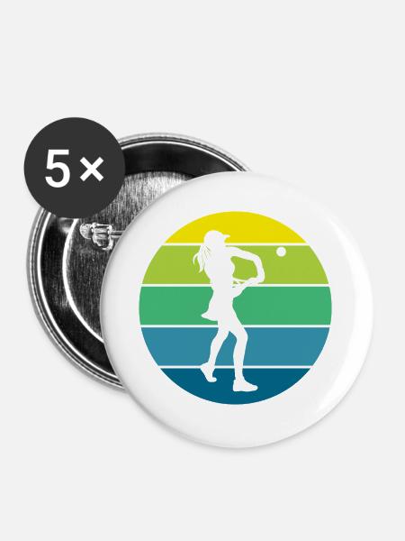 Tennis - Buttons groß 56 mm (5er Pack) - Weiß