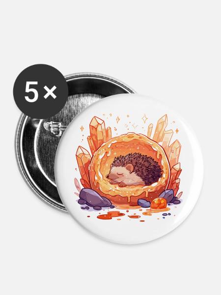 Igel im Kristallorb - Buttons groß 56 mm (5er Pack) - Weiß