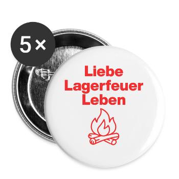 J’adore la vie au feu de camp.  Parfait pour les campeurs, les vans - Lot de 5 grands badges (56 mm) - blanc - Devant