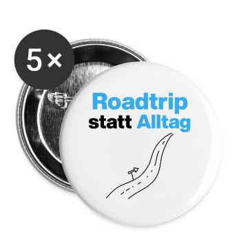 Road trip instead of everyday life - Get out into the adventure - Buttons large 2.2''/56 mm (5-pack) - white - Front