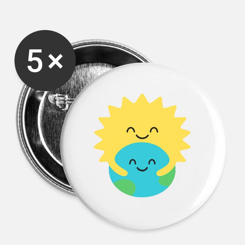 Hugged Earth and Sun - Buttons large 2.2''/56 mm (5-pack) - white