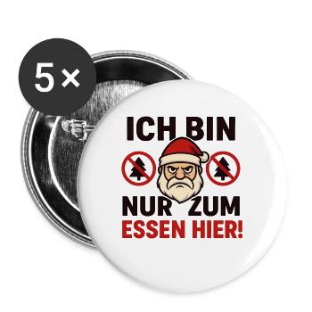 I'm only here to eat Anti Christmas - Buttons large 2.2''/56 mm (5-pack) - white - Front