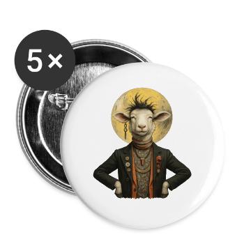 Moon Gentleman Sheep - Lot de 5 grands badges (56 mm) - blanc - Devant