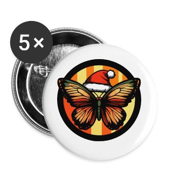 Winter Magic Butterfly with Christmas Hat - Buttons large 2.2''/56 mm (5-pack) - white - Front