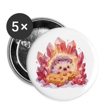 Kristall-Igel mit Cookie - Buttons groß 56 mm (5er Pack) - Weiß - Vorne