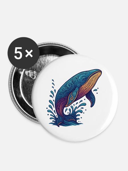 Wale Farbfluss - Buttons groß 56 mm (5er Pack) - Weiß