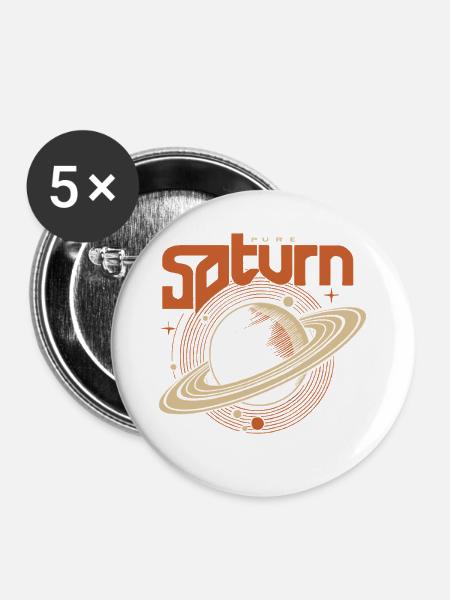 Saturn Retro Orbital - Buttons groß 56 mm (5er Pack) - Weiß