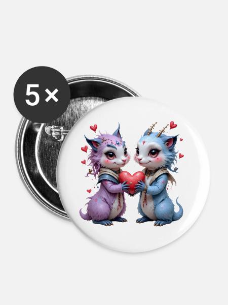 Love Bunny Cake Zwillinge - Buttons groß 56 mm (5er Pack) - Weiß