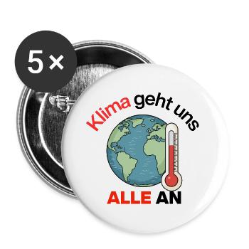 Le climat nous concerne tous. Agissez maintenant, Avenir maintenant - Lot de 5 grands badges (56 mm) - blanc - Devant