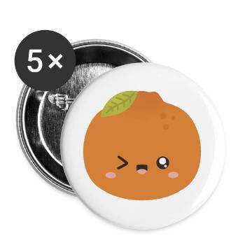 Kawaii Orange Wink Charakter - Buttons groß 56 mm (5er Pack) - Weiß - Vorne