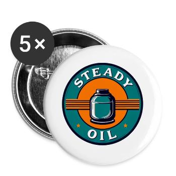 Steady Oil Retro Emblem - Buttons large 2.2''/56 mm (5-pack) - white - Front