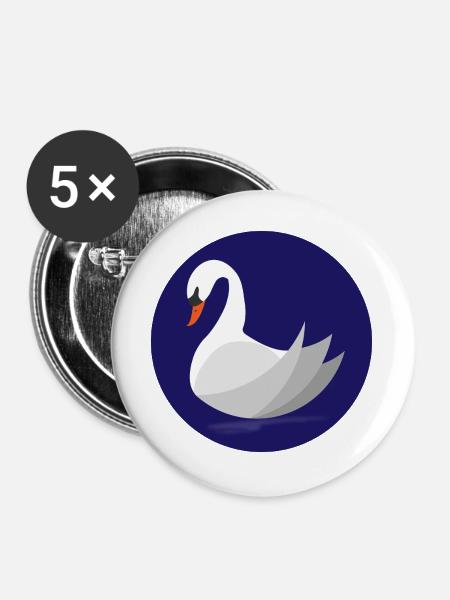 Schwan - Buttons groß 56 mm (5er Pack) - Weiß