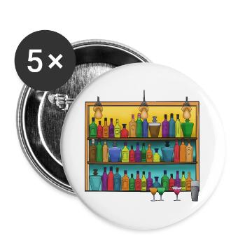 Colorful Bar Bottles Collage - Buttons large 2.2''/56 mm (5-pack) - white - Front