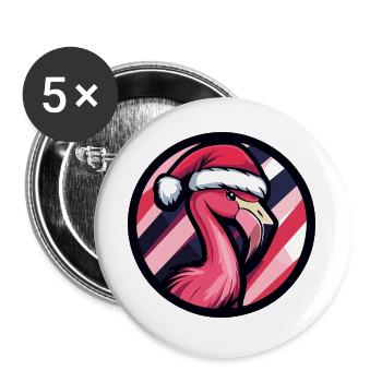 Design de Noël du Père Noël Flamant rose - Lot de 5 grands badges (56 mm) - blanc - Devant