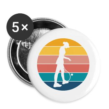 tennis - Lot de 5 grands badges (56 mm) - blanc - Devant
