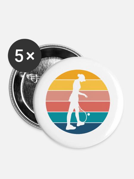Tennis - Buttons groß 56 mm (5er Pack) - Weiß