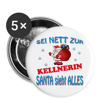 SANTA KELLNERIN - Buttons groß 56 mm (5er Pack) - Weiß - Vorne