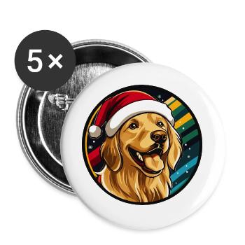 Cercle des Retrievers de Noël - Lot de 5 grands badges (56 mm) - blanc - Devant