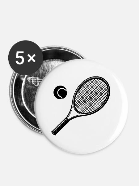 Tennisschläger - Buttons groß 56 mm (5er Pack) - Weiß
