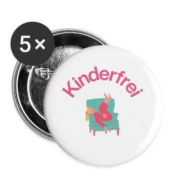 Child-free – sofa, sleep & silence, mother sleeps - Buttons large 2.2''/56 mm (5-pack) - white - Front