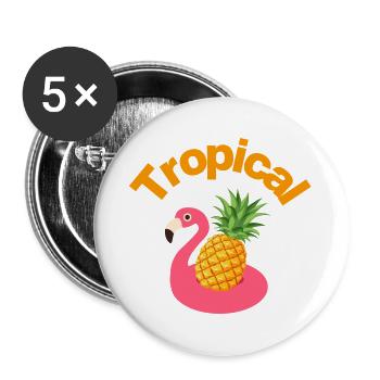 Ambiances tropicales. Flamant rose et ananas. Vacances, temps mort - Lot de 5 grands badges (56 mm) - blanc - Devant