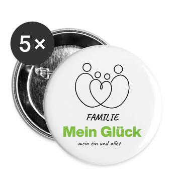Famille – Mon bonheur, mon tout - Lot de 5 grands badges (56 mm) - blanc - Devant