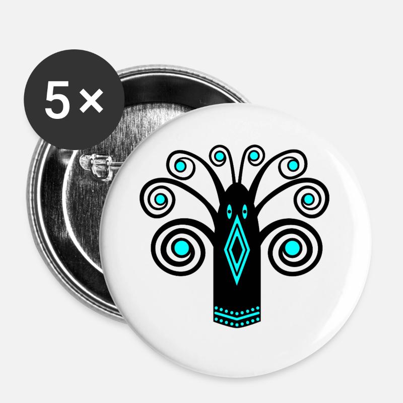 Bird graphic - Buttons large 2.2''/56 mm (5-pack) - white