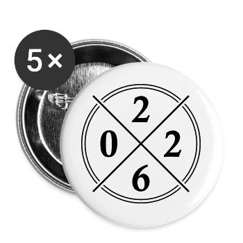 2026 Symbol - Buttons groß 56 mm (5er Pack) - Weiß - Vorne