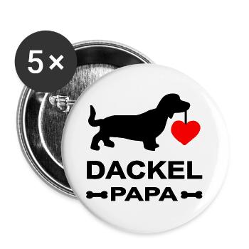 Dackel - Buttons groß 56 mm (5er Pack) - Weiß - Vorne